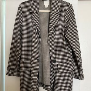 H&M Black and White Checkered Blazer
